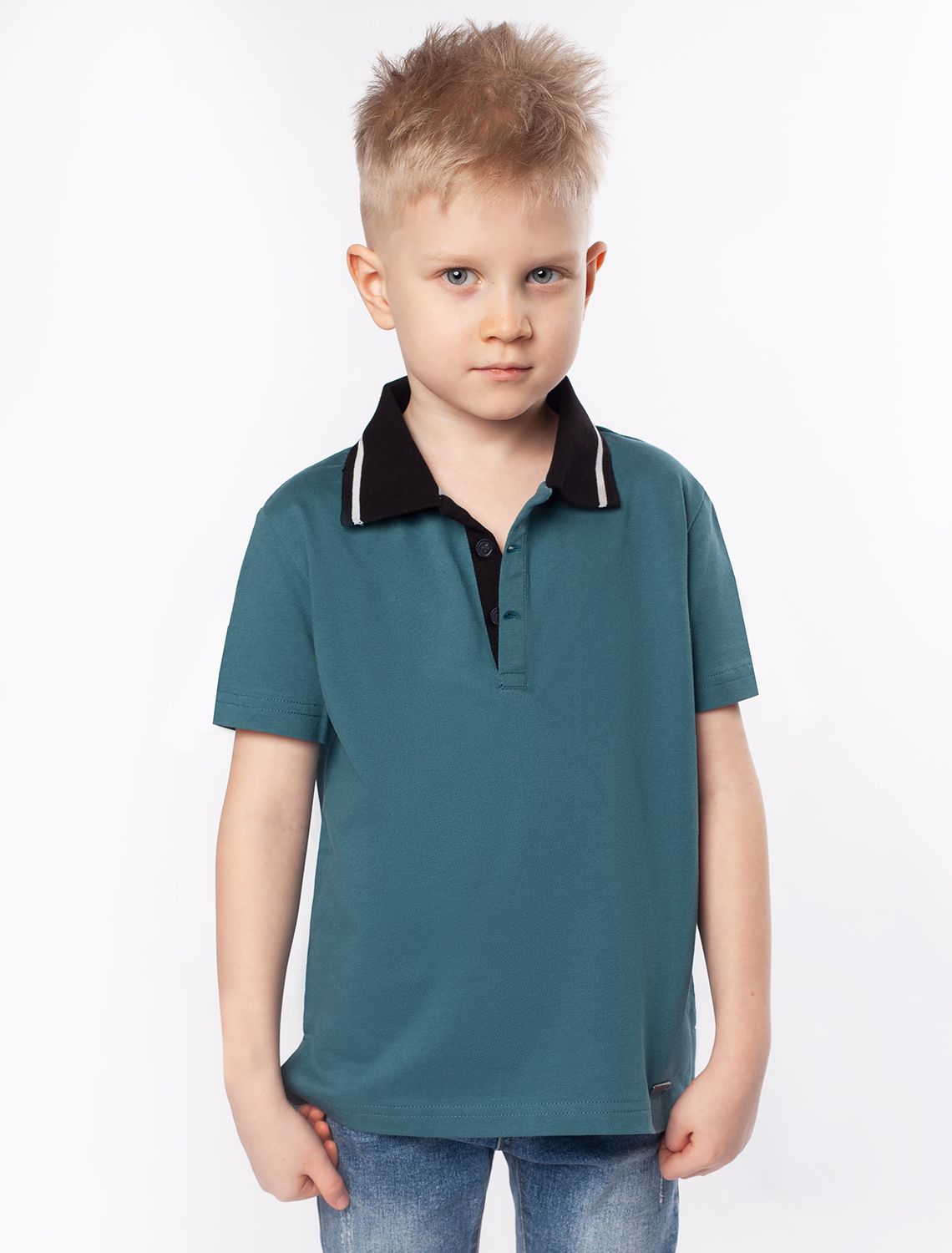 Ст.цена 1090р Футболка-поло из трикотажа пике с эластаном M49.387 полынь