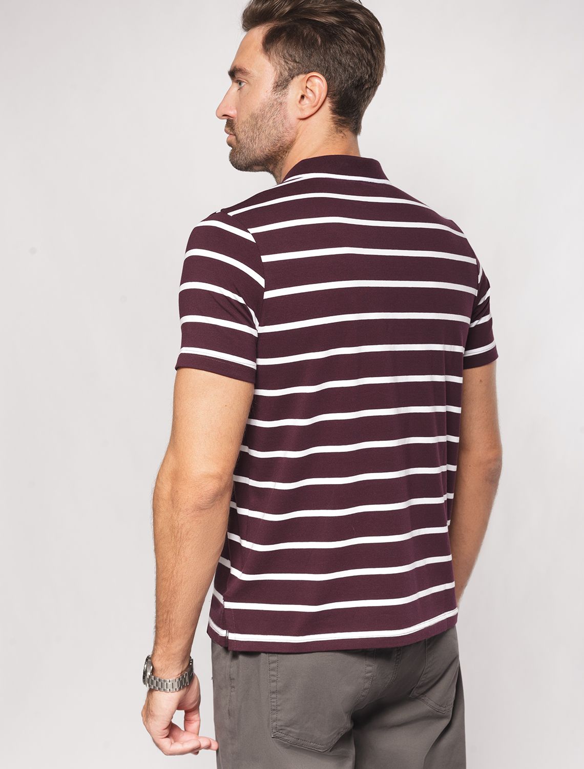 Ст.цена 1490р Футболка-Поло из премиального хлопка с эластаном U49.025 бургунди-белый