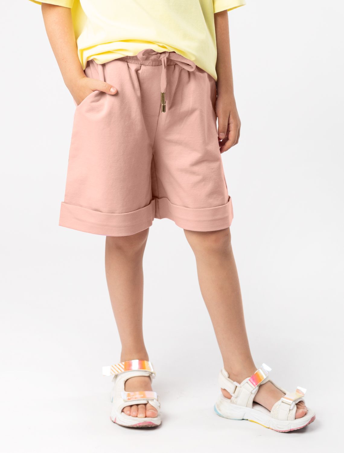 Ст.цена 1290р Шорты из облегченного футера F48.018 пудровый