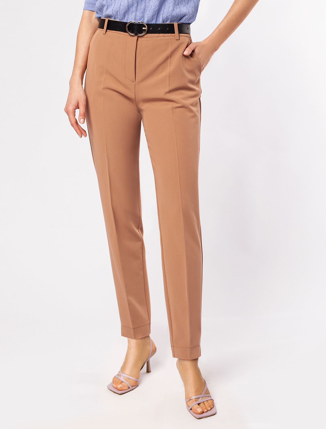 Брюки-дудочки из уплотненной поливискозы D24.523 темно-бежевый