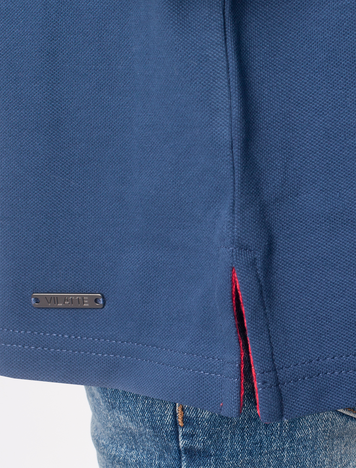 Ст.цена 1090р Футболка-поло из трикотажа пике с эластаном M49.387 светло-синий