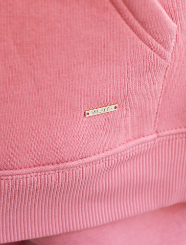 Худи из теплого футера-трехнитки с фотопринтом F49.429 розовый