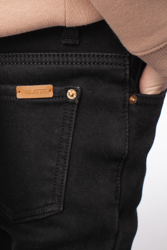 Эластичные джинсы-skinny на флисе F54.078 черный