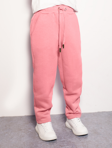Теплые брюки из футера-трехнитки с начесом F44.064 розовый