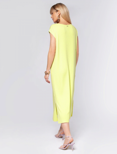 Платье из вискозы, связанное плетением интерлок с ремешком D32.042 лимонный