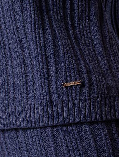 Жакет фактурной вязки с золотистыми пуговицами D31.118 т.синий