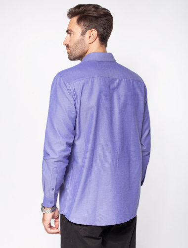 Рубашка мужская с контрастными внутренними элементами из фактурного хлопка  с ПЭ U29.000 т.синий