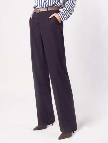 Прямые брюки из летней эластичной поливискозы с фактурой D24.508 темно-синий