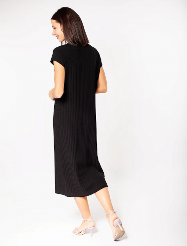 Тонкое вязаное платье из вискозы D32.040 черный