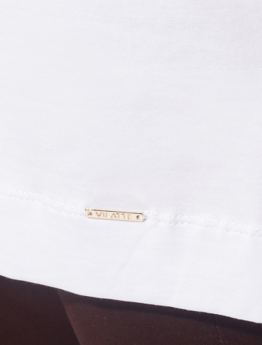 Летнее худи over-size из премиального хлопка с фирменной фурнитурой золотистого цвета D49.838 белый