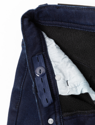 Эластичные джинсы mom-fit на флисе F54.077 темно-синий