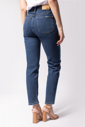 Укороченные джинсы из эластичного денима D54.274 синий