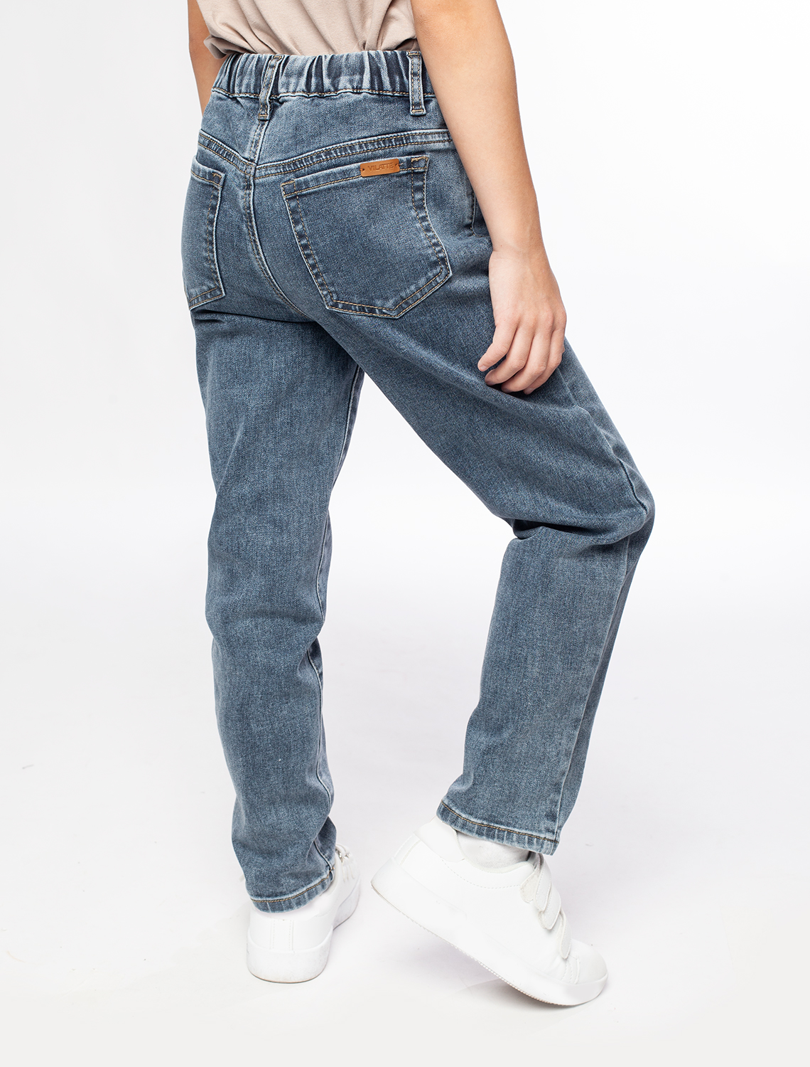 Ст.цена 2090р Эластичные джинсы с поясом на резинке M54.073 серо-синий