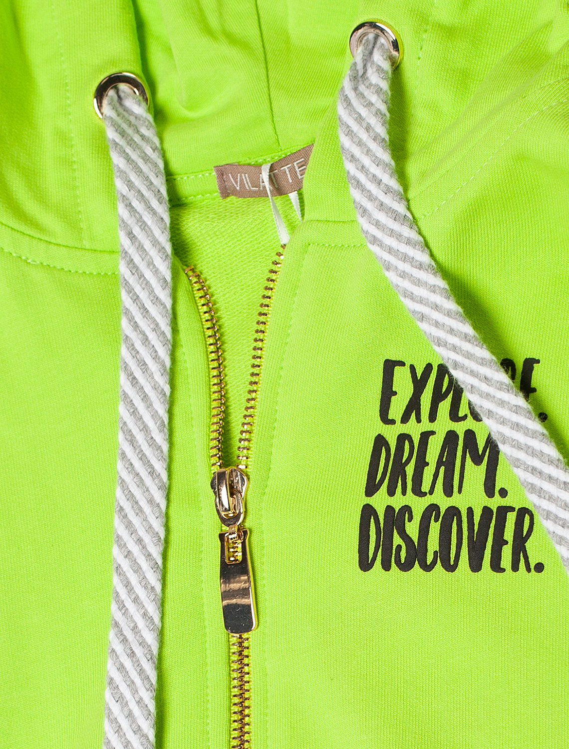 Ст.цена 1690р Худи на молнии из премиального футера с золотистой фурнитурой F49.405 неон