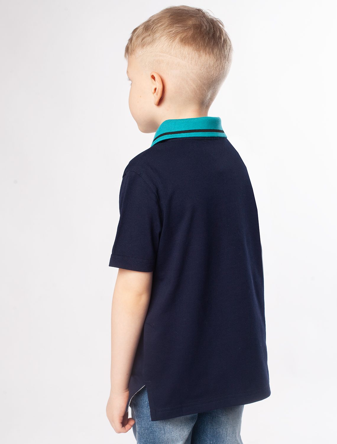 Ст.цена 1090р Футболка-поло из трикотажа пике с эластаном M49.387 темно-синий