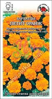 Цветы Бархатцы Петит Оранж откл. (0,2 г) Сотка