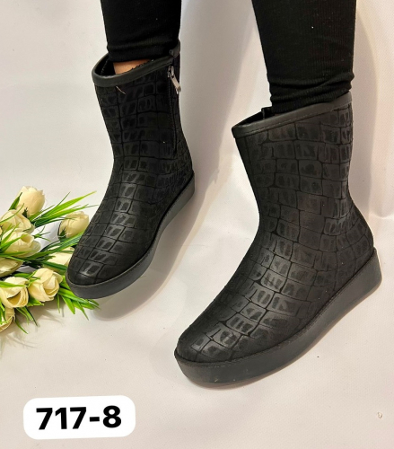 Fashion 717-8Z Ботинки женские чер рептилия резина