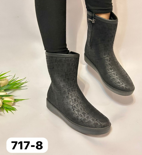 Fashion 717-8Z Ботинки женские чер рептилия резина