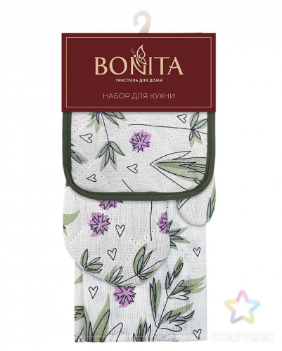 Набор кухонный Bonita, полотенце+рукавица+прихватка Нежность