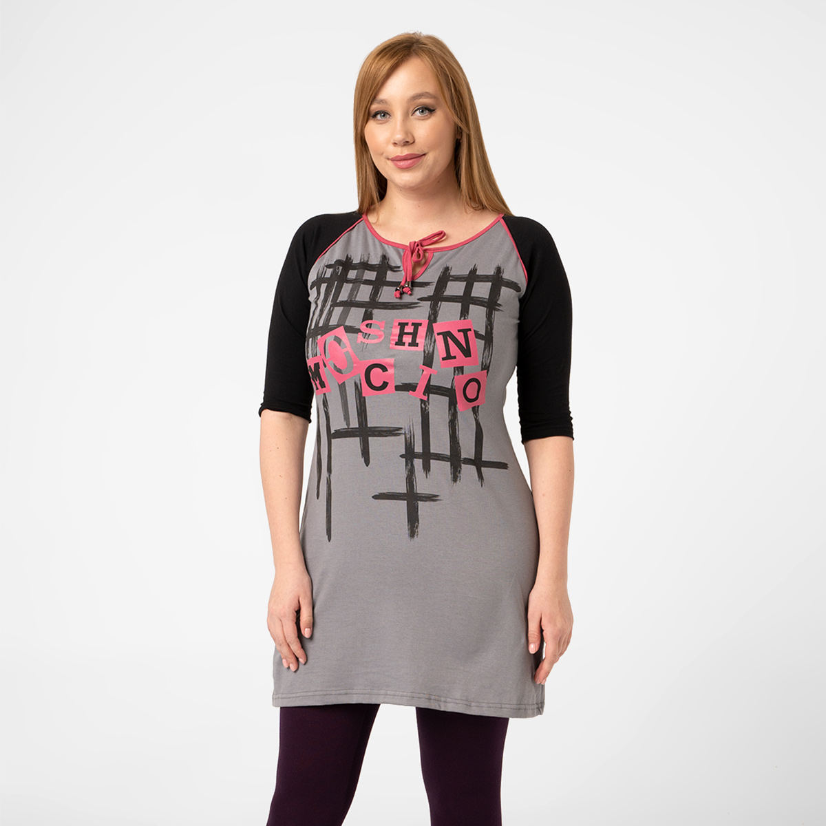 ст. цена1000руб.! Туника, трикотаж, серый, черный