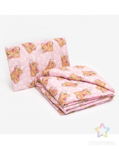 Комплект в кроватку для девочки (одеяло 110*140 см, подушка 40*60 см), цвет МИКС