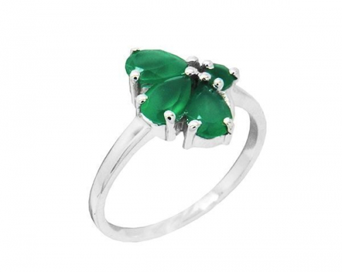 Кольцо из серебра зеленый агат, Лия