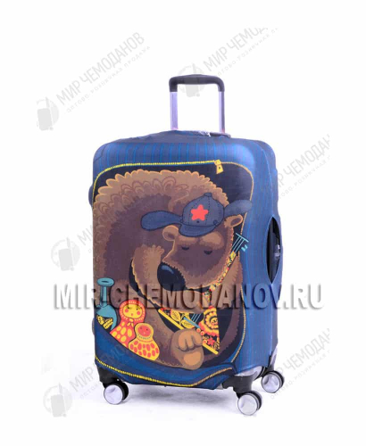 Чехол для маленького чемодана “Русский медведь и матрешки”