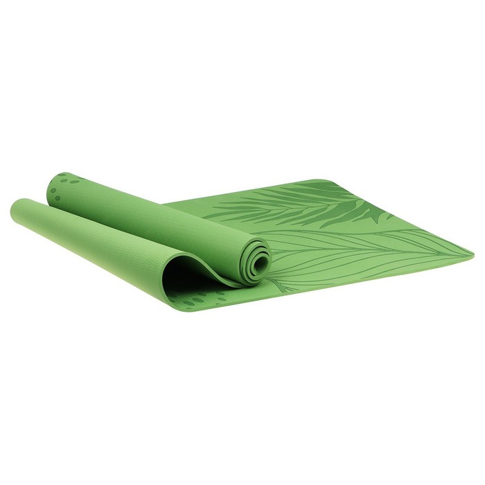 Коврик для йоги Sangh Tropics, 183х61х0,6 см, цвет зелёный