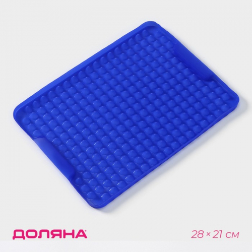 Силиконовый коврик-антижир Доляна, 28×21 см, цвет синий