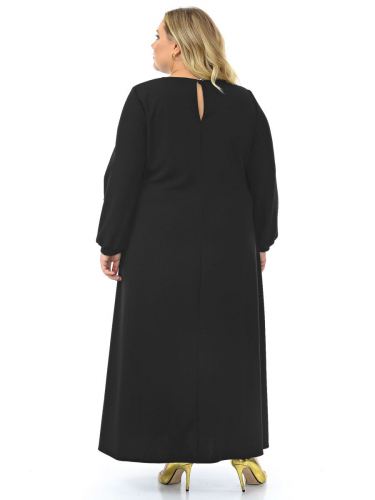 Платье длинное А-силуэта, из крепа с эластаном, черное