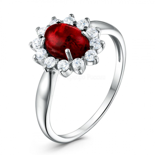 Серьги из серебра с янтарём и фианитами родированные 925 пробы 04-802-0056-16
