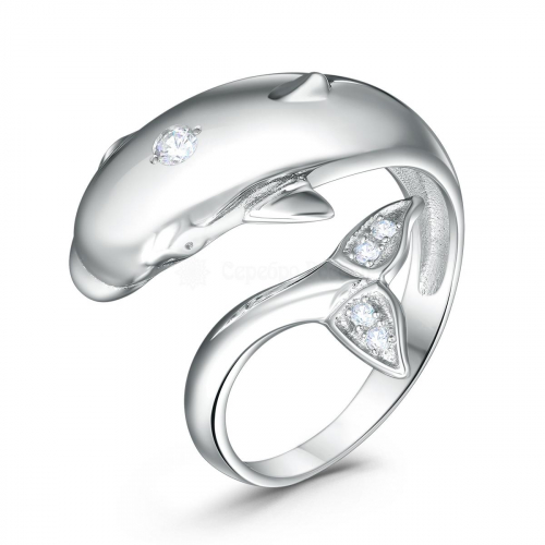 Кольцо разъёмное из серебра с фианитами родированное - Дельфин КДл-002р200