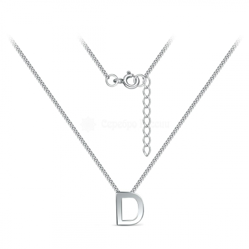 Колье из серебра родированное - Буква «D» 04-407-0030