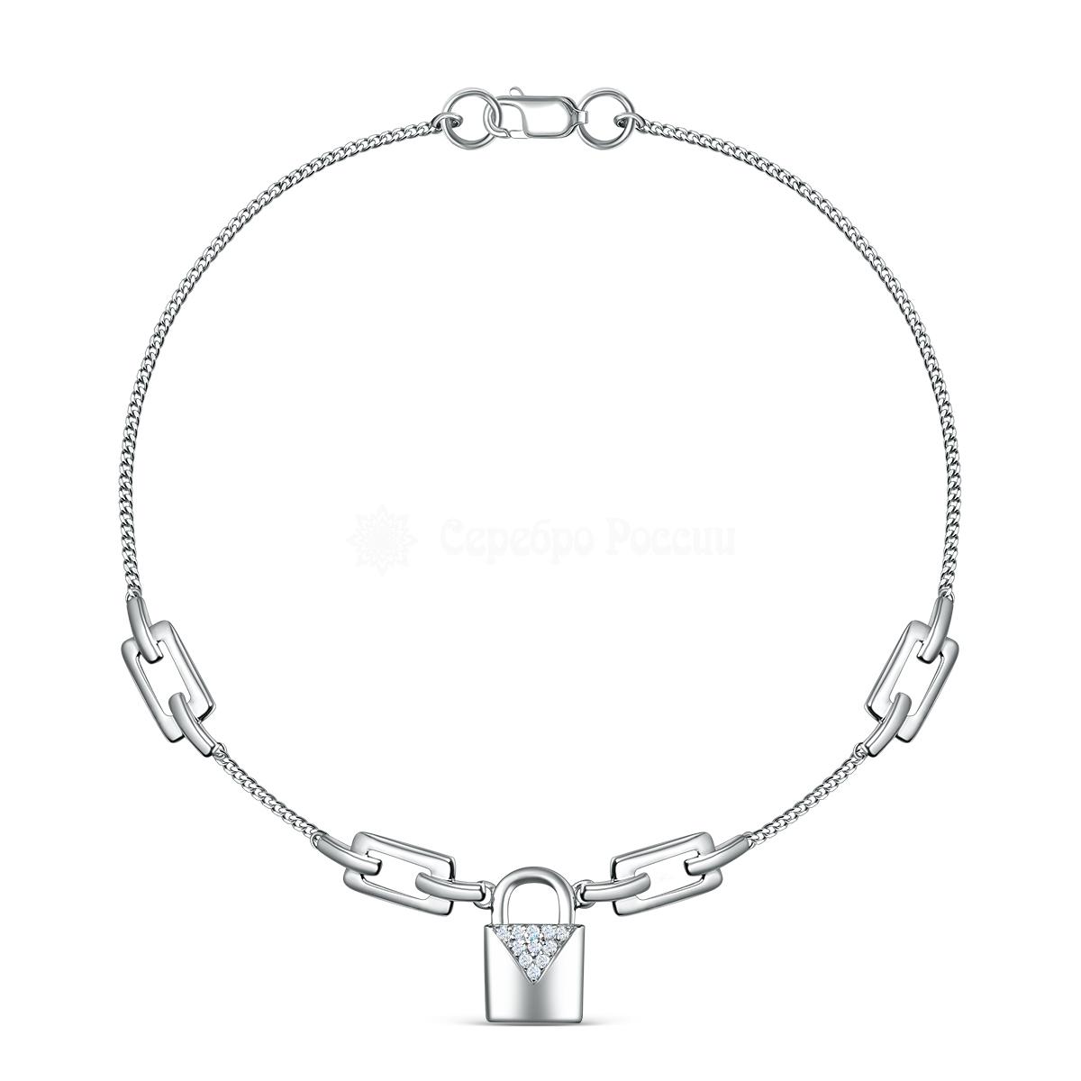 Браслет из серебра с фианитами родированный - Замок Ц-20895-Р