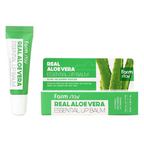 Farm Stay/ Увлажняющий бальзам для губ с алоэ, FarmStay Real Aloe Vera Essential Lip Balm