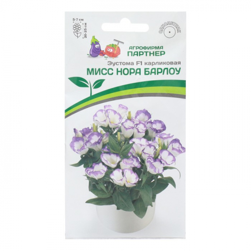 Семена цветов Эустома карликовая бело-фиолетовая 