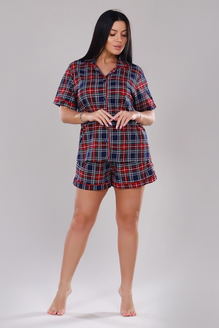 Пижамный костюм с шортами - Tartan - 908 - красный