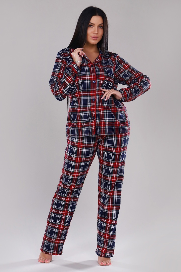 Пижамный костюм с брюками - Tartan - 907 - красный