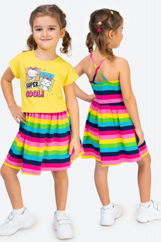 Летний костюм-двойка для девочки сарафан и футболка Bonito
