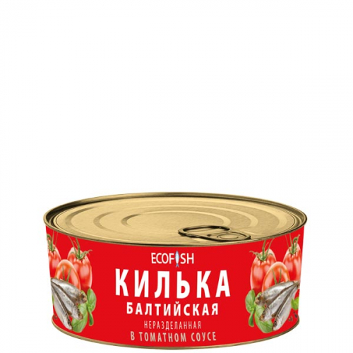 Килька балтийская неразделанная в томатном соусе ECOFISH ГОСТ     