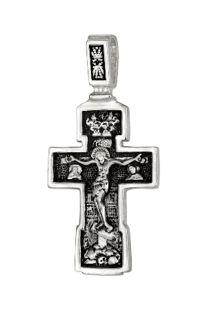 2-107-3 Крест из серебра частичное чернение литье