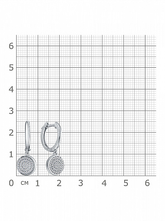 11-1346 Серьги с фианитом родированные серебро 925*