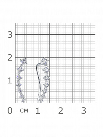 12-0976 Зажимы с фианитом родированные серебро 925*