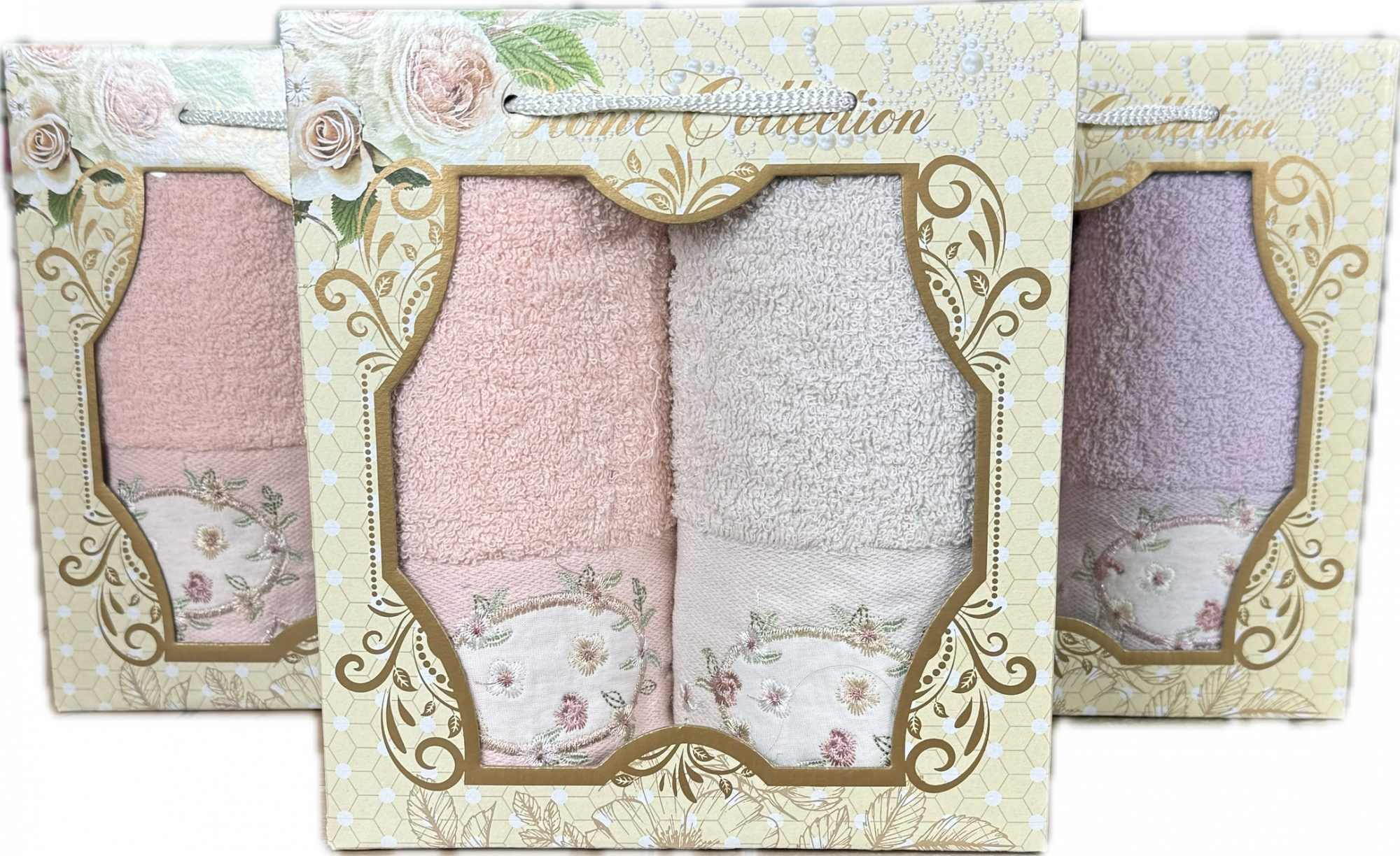 Набор махровых полотенец ЦВЕТОЧКИ В ОВАЛЕ РЕЗНАЯ КАЙМА 2 пр р-р 32х72