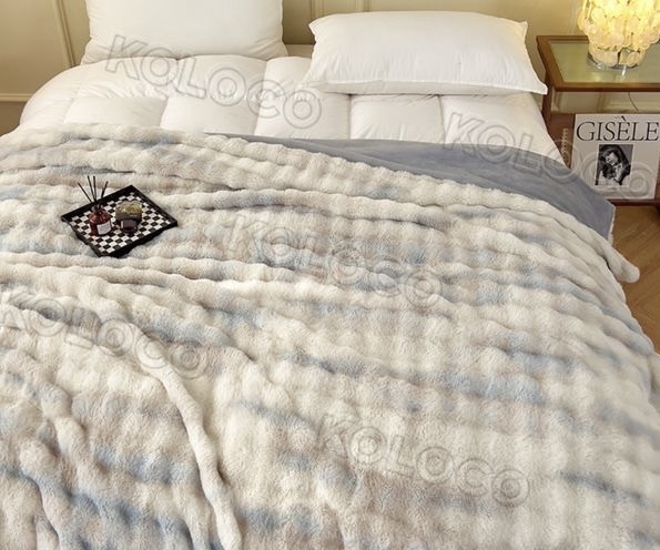 Плед меховой СОБОЛЬ ГРАДИЕНТ - голубой р-р 200х230