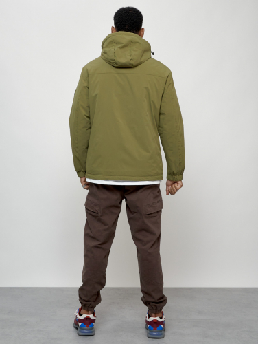 Куртка молодежная мужская весенняя с капюшоном цвета хаки 7312Kh