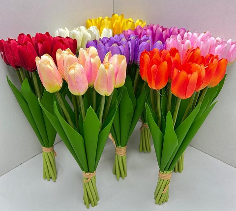 Цветы искусственные декоративные Букет Тюльпанов 12шт 30см