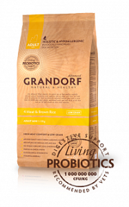 GRANDORF DOG 4 Meat PROBIOTIC MINI Низкозерновой сухой корм с живыми пробиотиками Четыре вида мяса для взрослых собак мелких пород,  (1 кг)