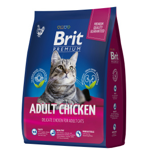Brit Premium Cat Adult Chicken. Полнорационный сухой корм премиум класса с курицей для взрослых кошек, (400 г  *10)