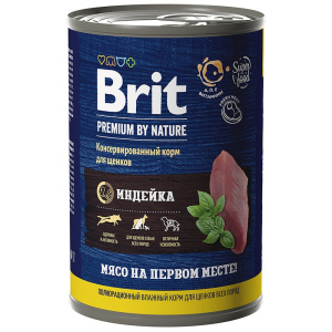 Brit Premium by Nature консервы с индейкой для щенков всех пород, 410 г